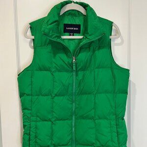 Lands' End Women's Green 80% Down Zip Front Vest Medium Tall